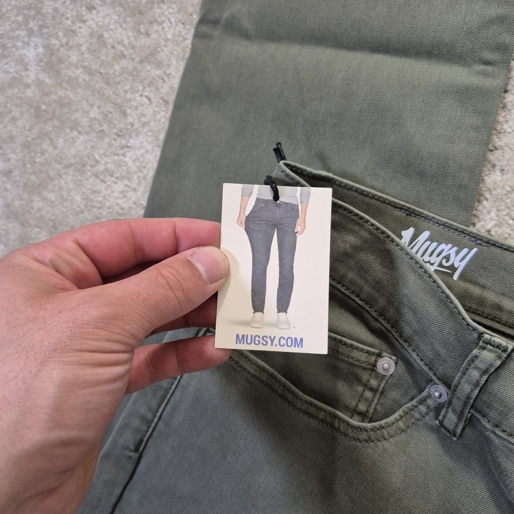 Mugsy Hydes Jeans Mens 36x36 Green Slim Straight Stretch Comfort Preppy Hipster - Picture 3 of 12
